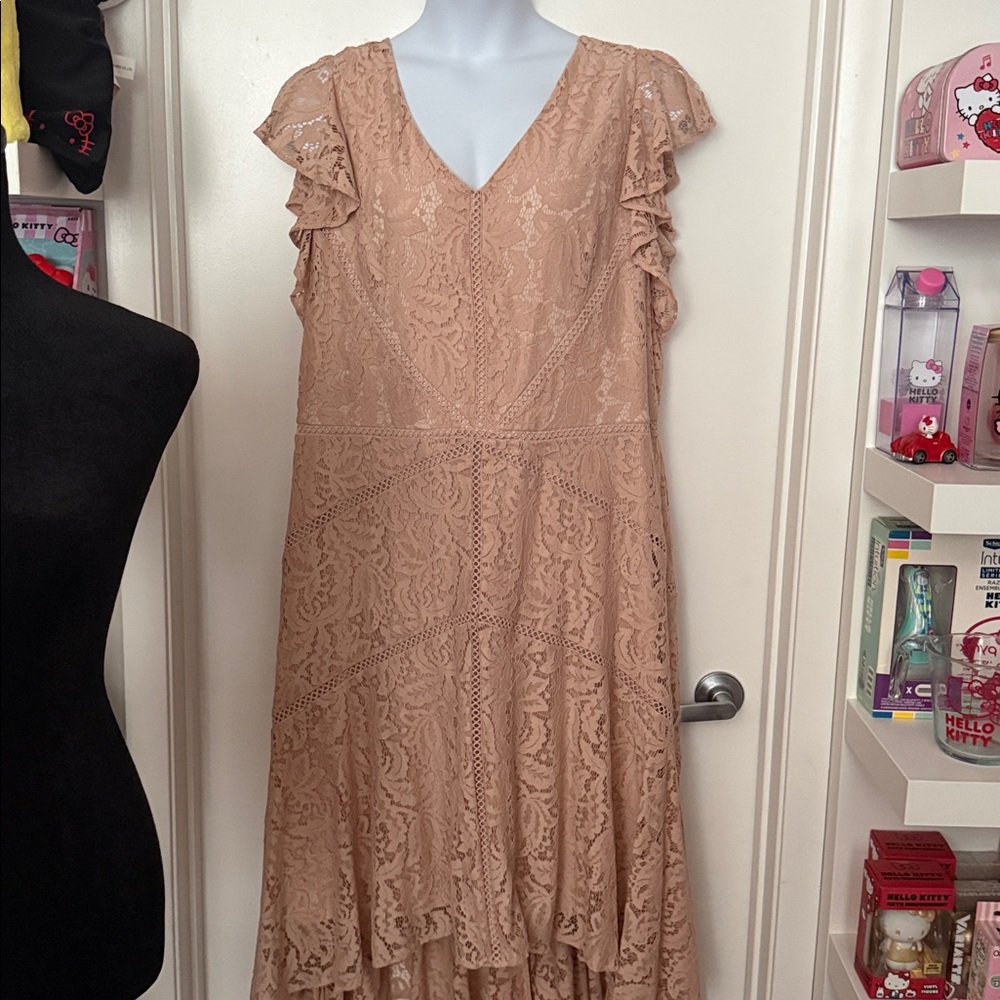 Taylor Pink Tiered Maxi Dress with Flutter Sleeves